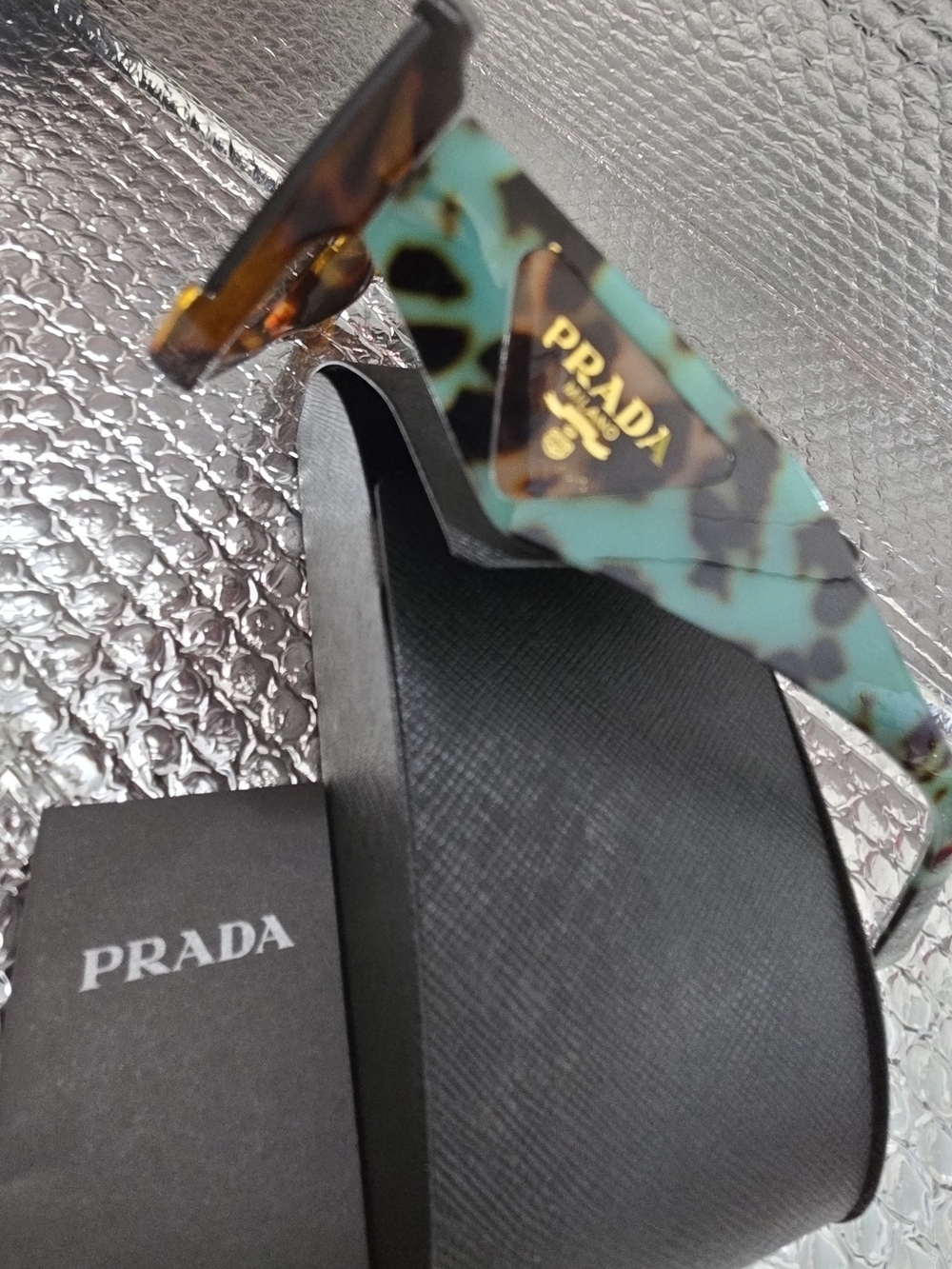 Prada Women's Square Tortoiseshell Sunglasses - Brown - Picture 4 of 6